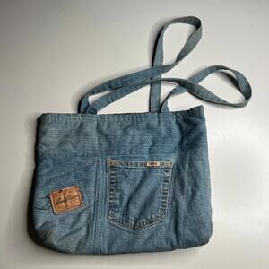 Vintage Levi’s Denim Tote Bag Upcycled Blue Jean Shoulder Bag‎ Unisex Authentic